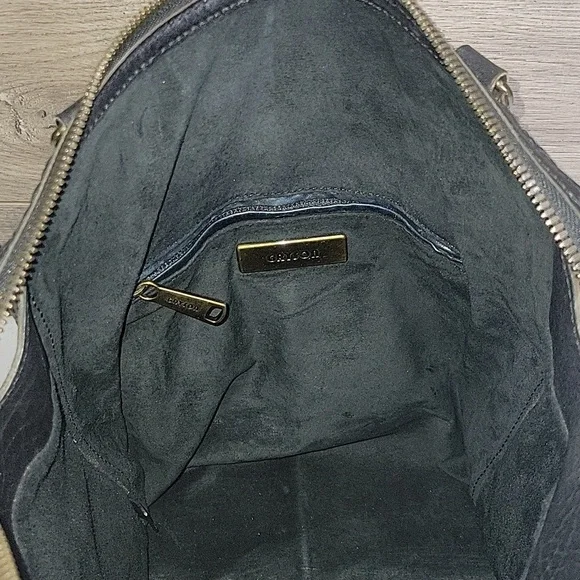 Gryson Black/Blue Pebble Leather Tote Bag